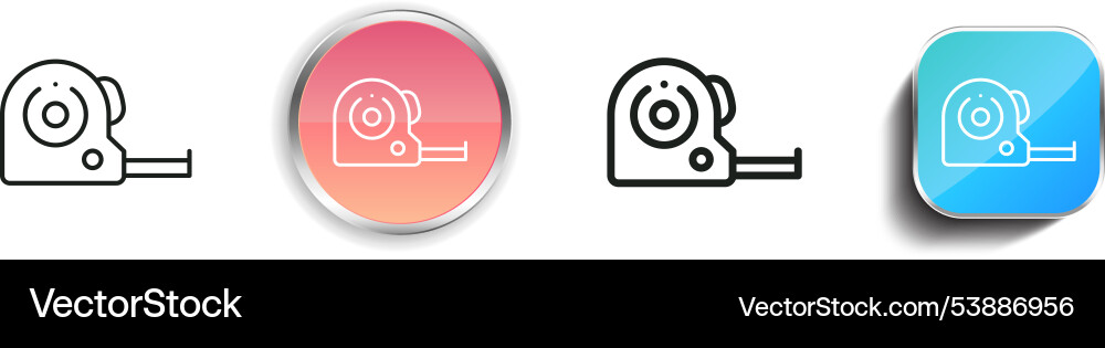 Flexometer icon thin linear regular and button vector image