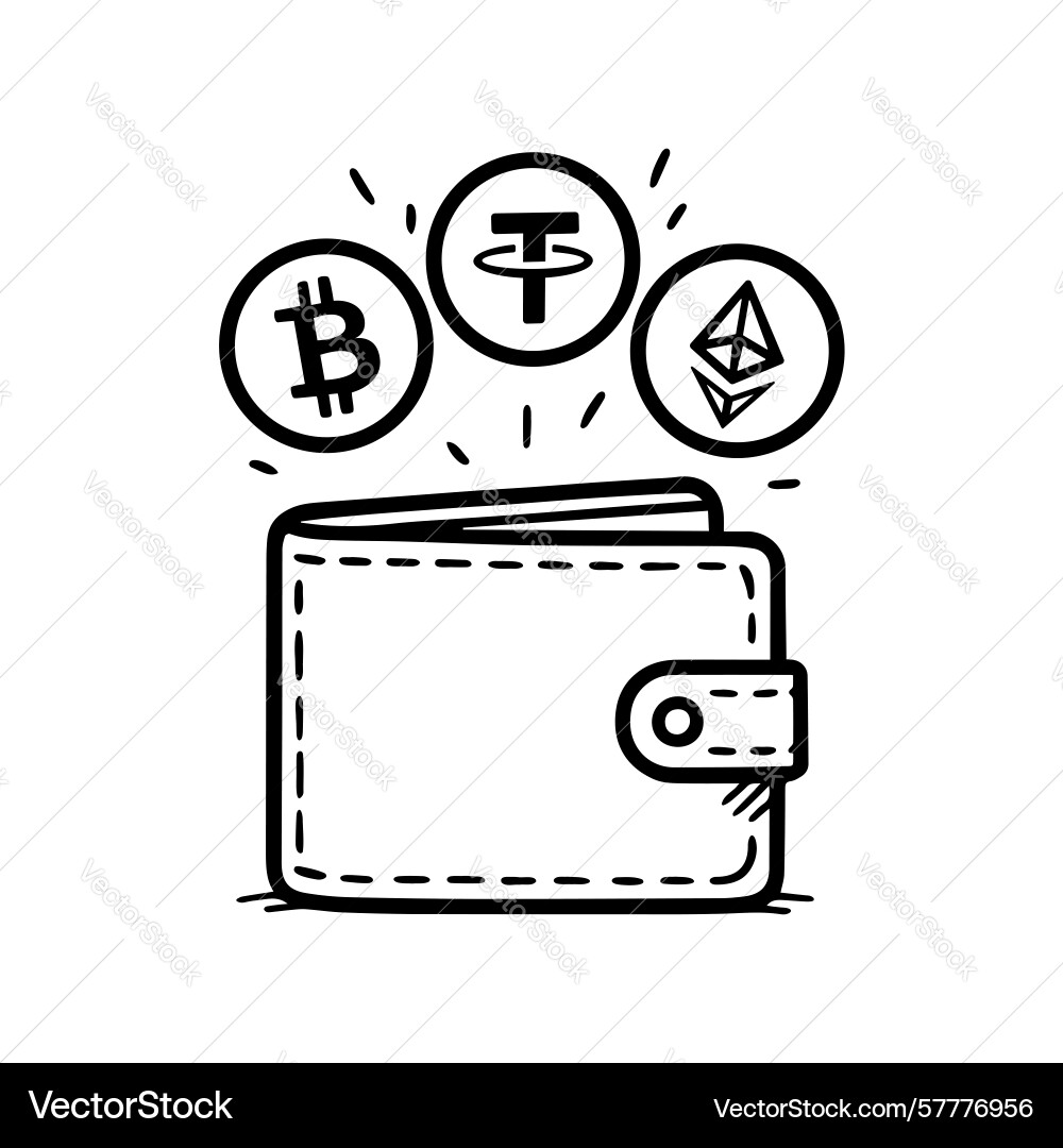 Hand-drawn of a crypto wallet – Royalty-Free Vector | VectorStock