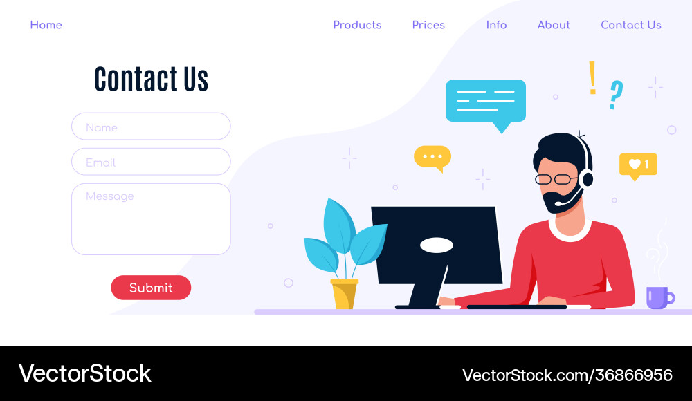 Kontaktieren Sie uns Web-Seiten-Design-Template im flachen Stil Kontaktieren Sie uns Web-Seiten-Design-Template im flachen Stil vektorbild