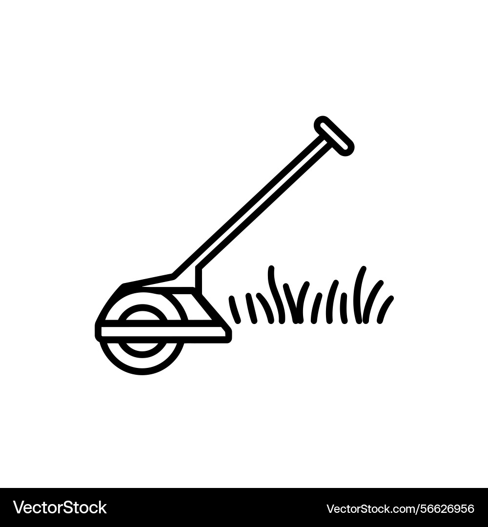 Outline edger tool machine with handle near bush Vector Image