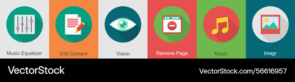 A set of 6 user interface icons as music Vector Image