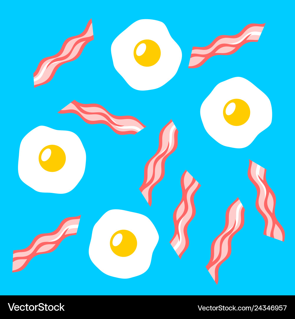 Bacon and fried eggs seamless pattern background Bacon and fried eggs seamless pattern background vector image