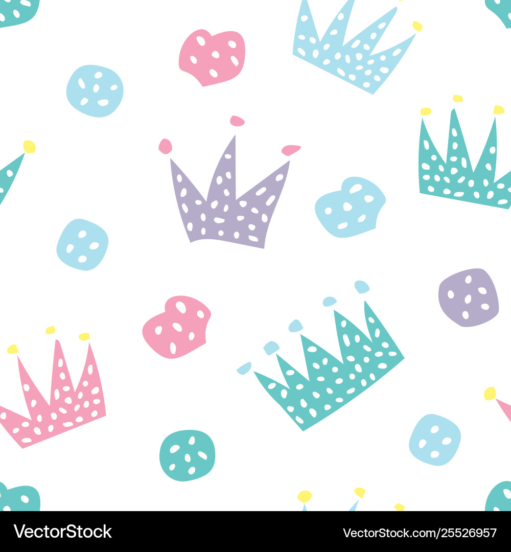 Childish seamless pattern with crowns and hearts Childish seamless pattern with crowns and hearts vector image
