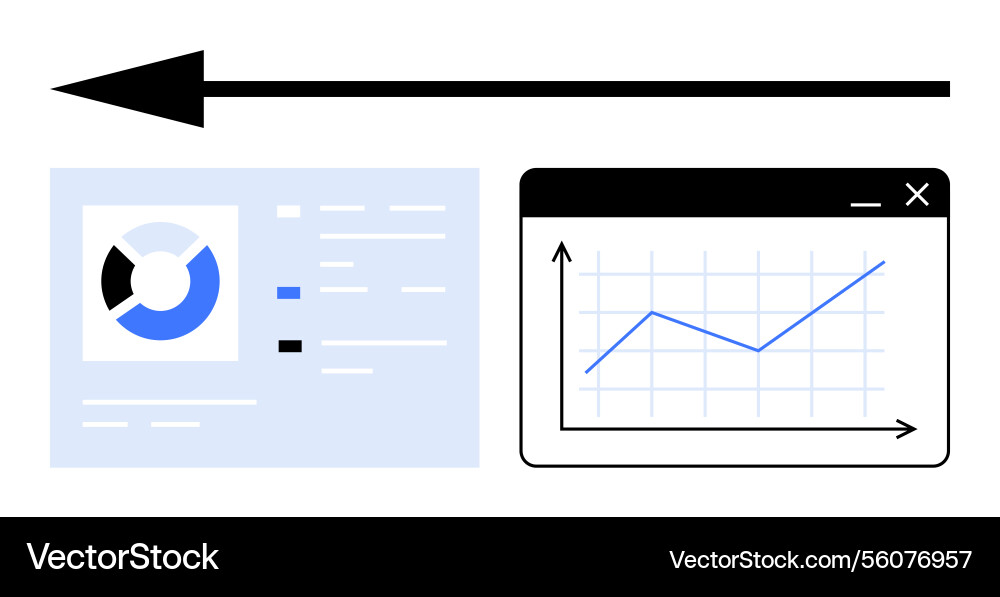 Data migration progress with chart and pie diagram vector image