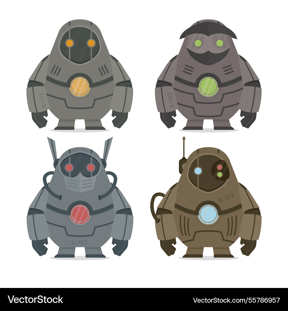 Flat design robot character collection Vector Image