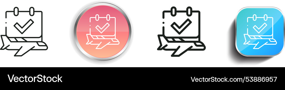 Flight icon thin linear regular and button style vector image