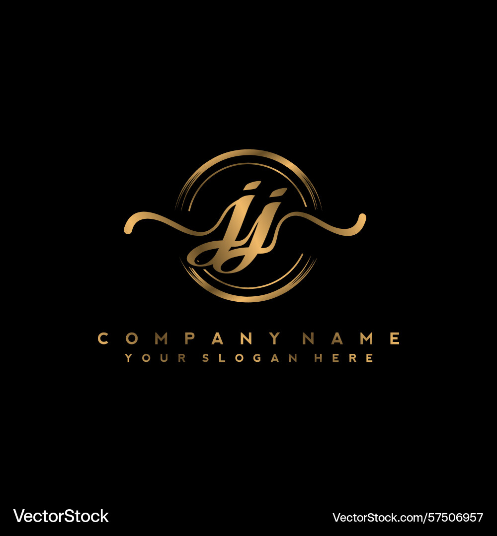 Jj initial handwriting logo with circular wave Vector Image