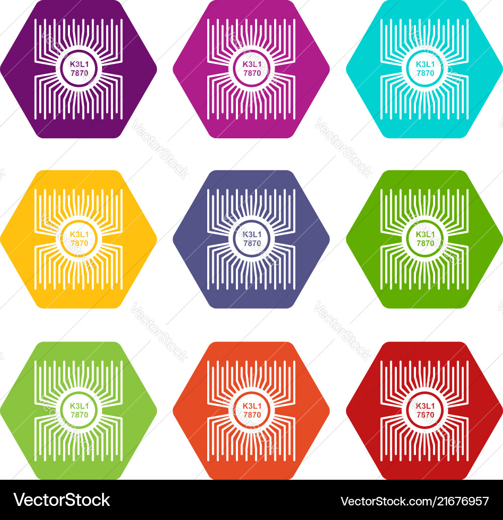 Microprocessor icons set 9 Vector Image