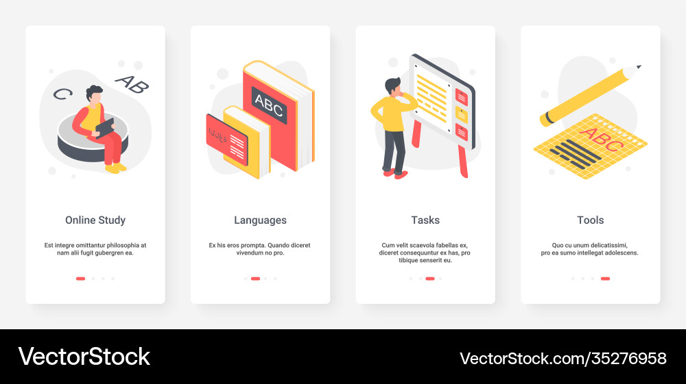Language Learning UX UI App Vector Image