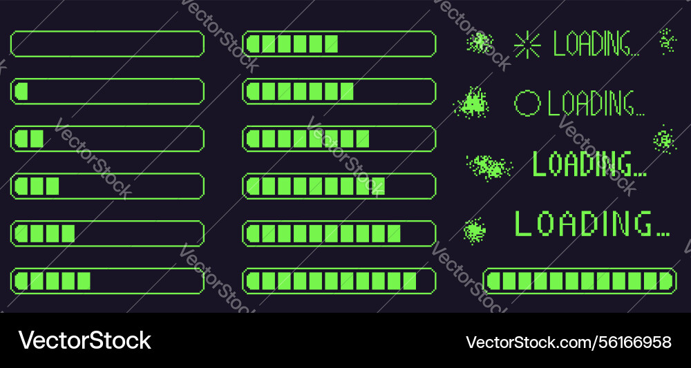 Pixel art retro loading bar interface 8 bit Pixel art retro loading bar interface 8 bit vector image
