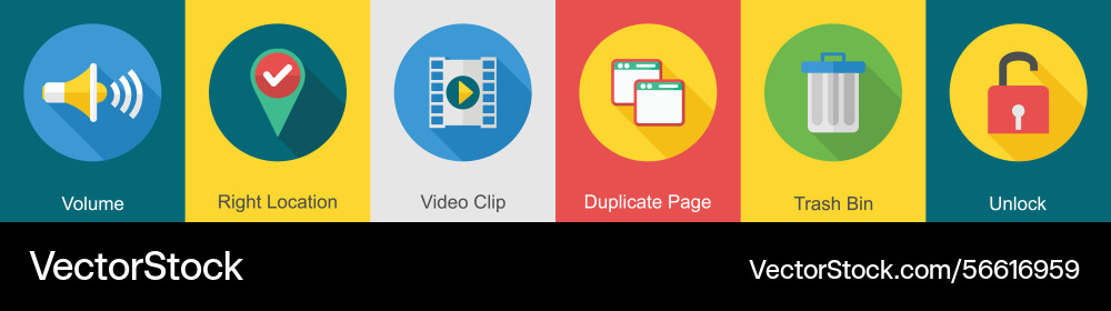 A set of 6 user interface icons as volume right vector image