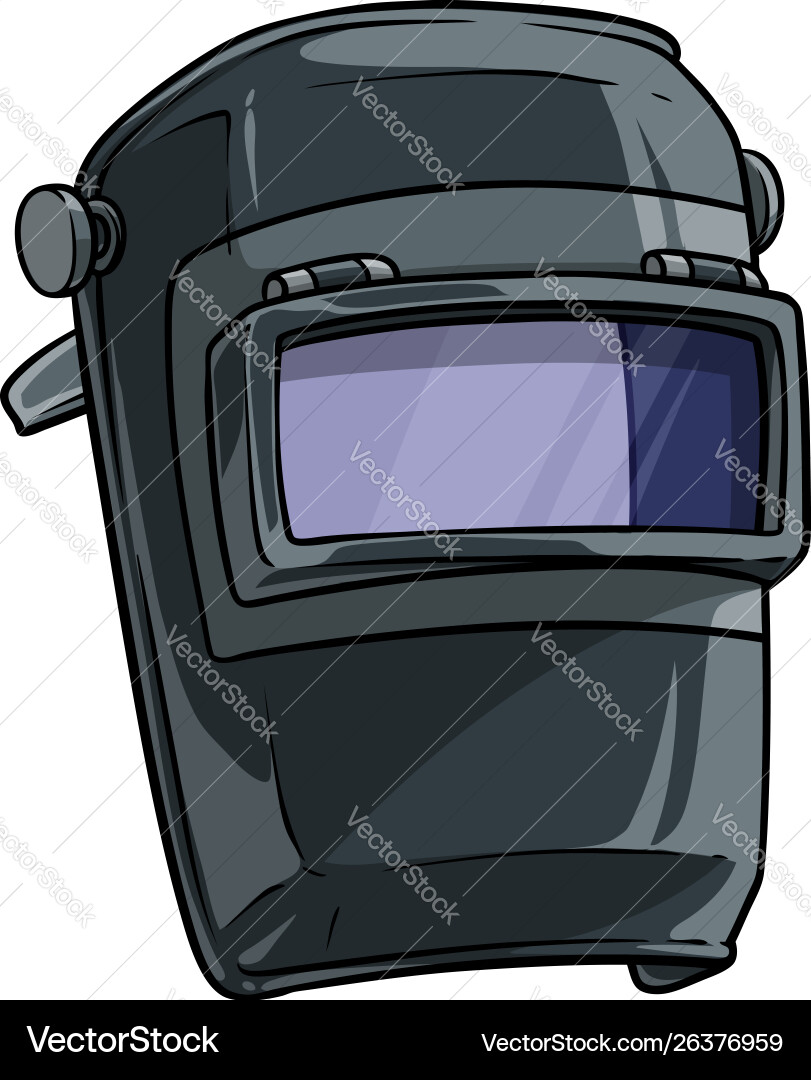 Cartoon welding mask with clear glass visor Cartoon welding mask with clear glass visor vector image