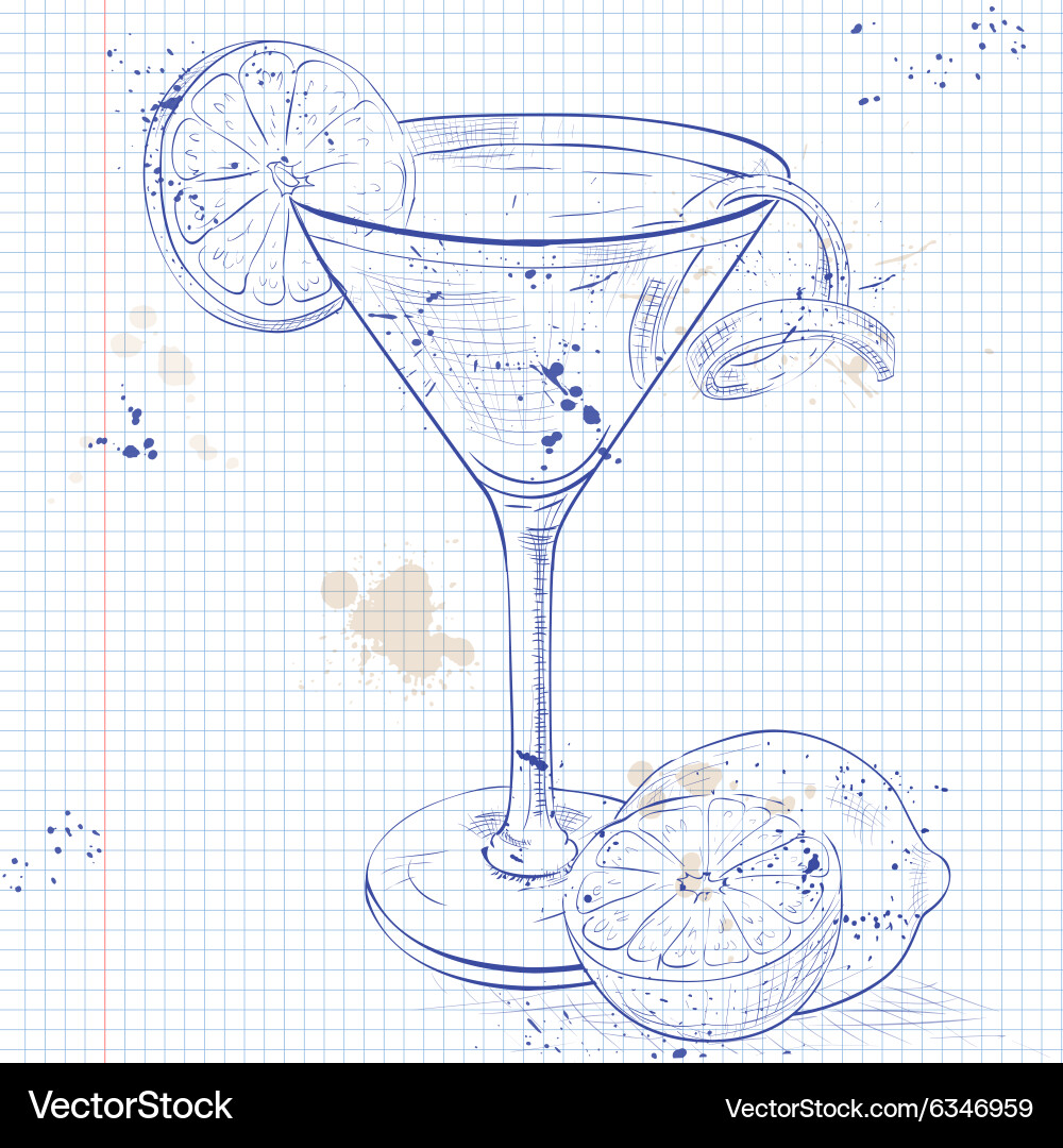 Cosmopolitan on a notebook page Vector Image