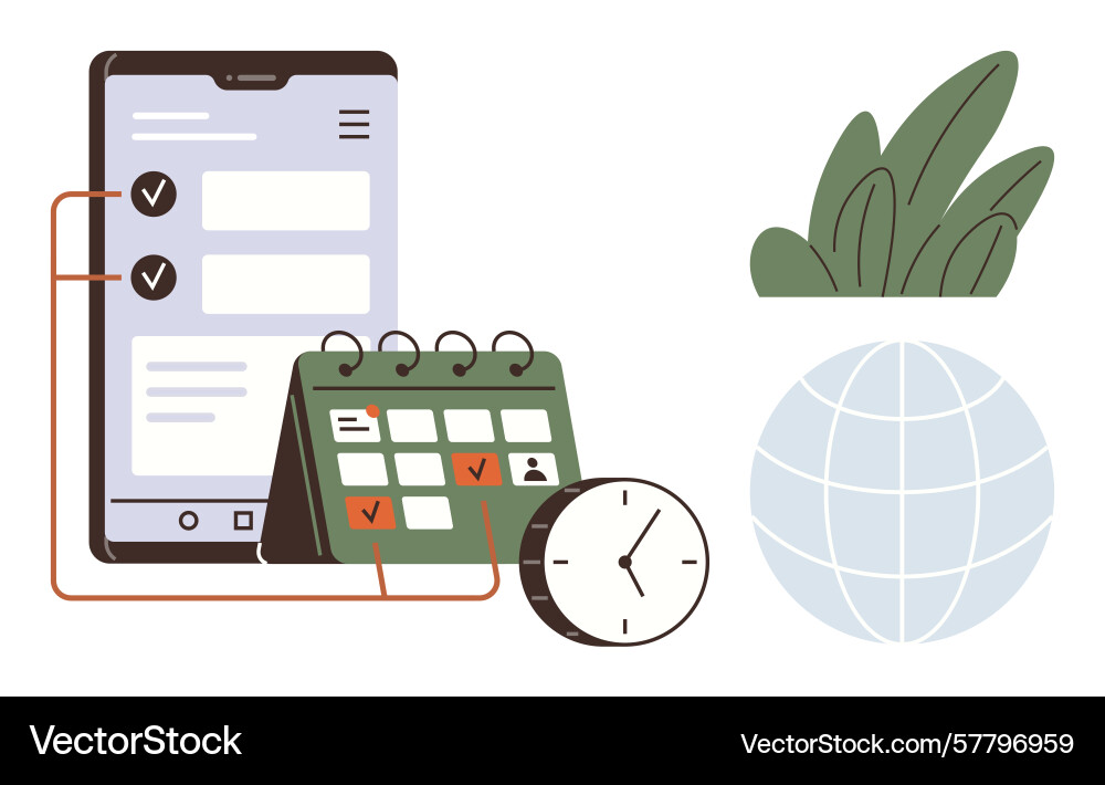 Digital organization with mobile app weekly Digital organization with mobile app weekly vector image