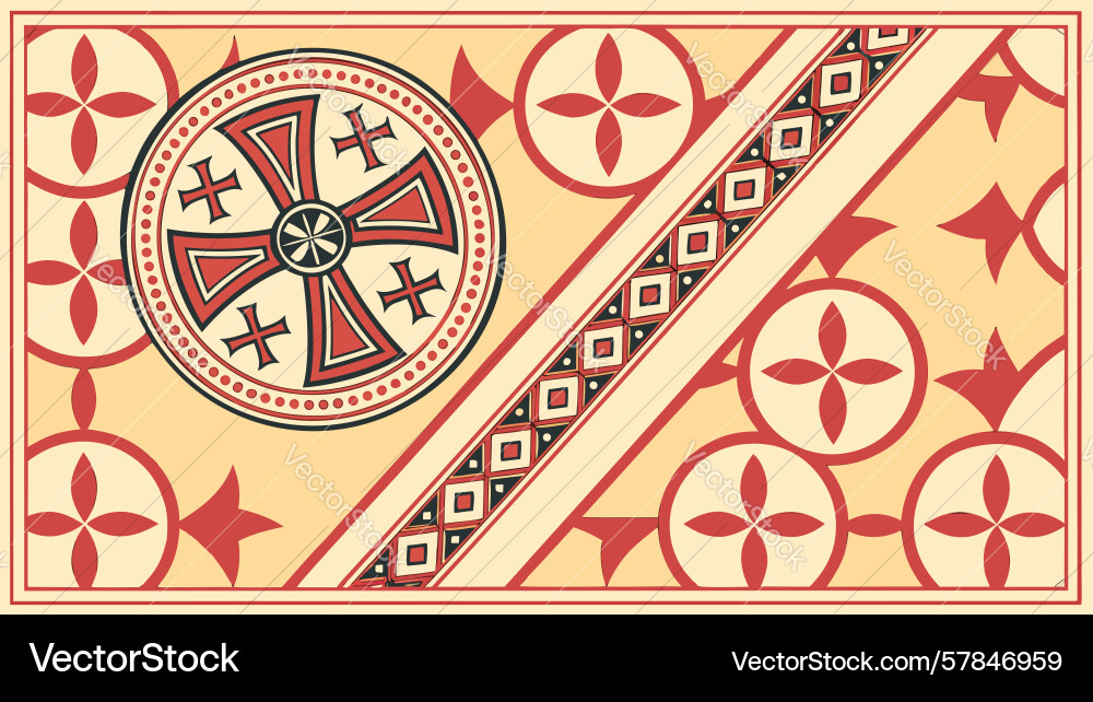 Mediterranean tile pattern with cross motif Vector Image