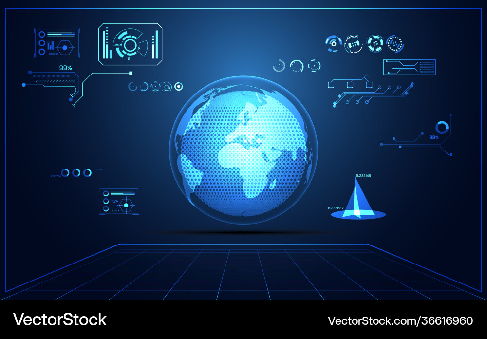 Abstract technology ui futuristic map hud Vector Image