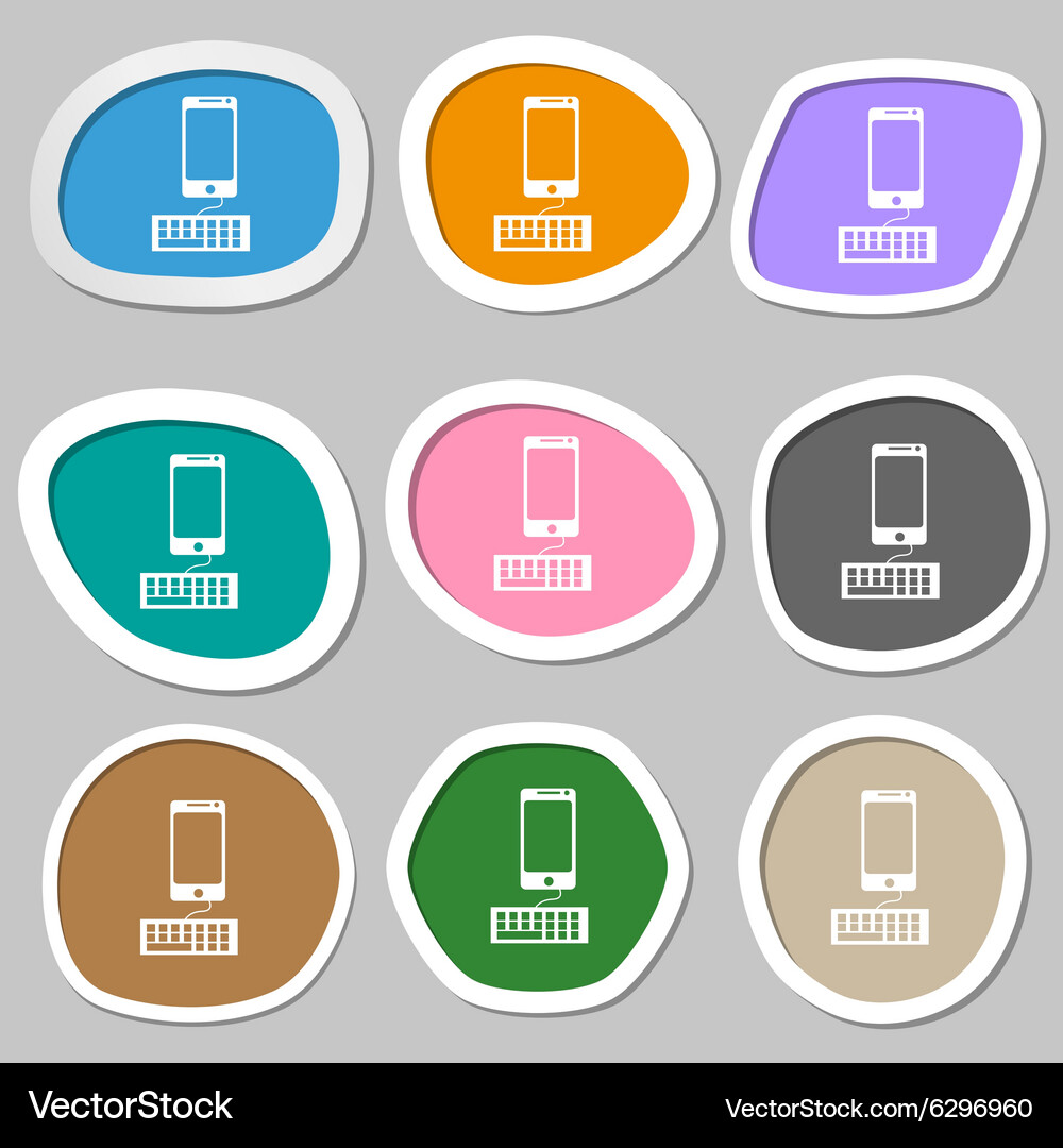 Computer keyboard and smatphone icon multicolored Vector Image