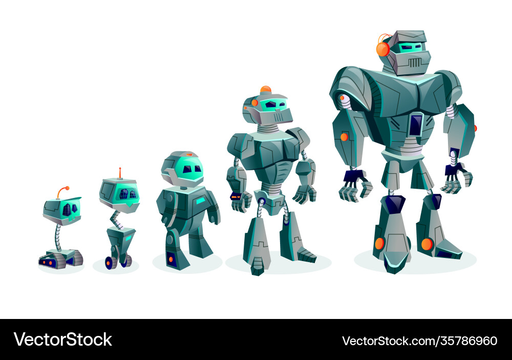 Evolution robots technological progress Evolution robots technological progress vector image
