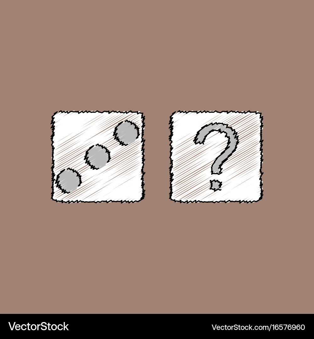 Flat shading style icon dice and question mark vector image