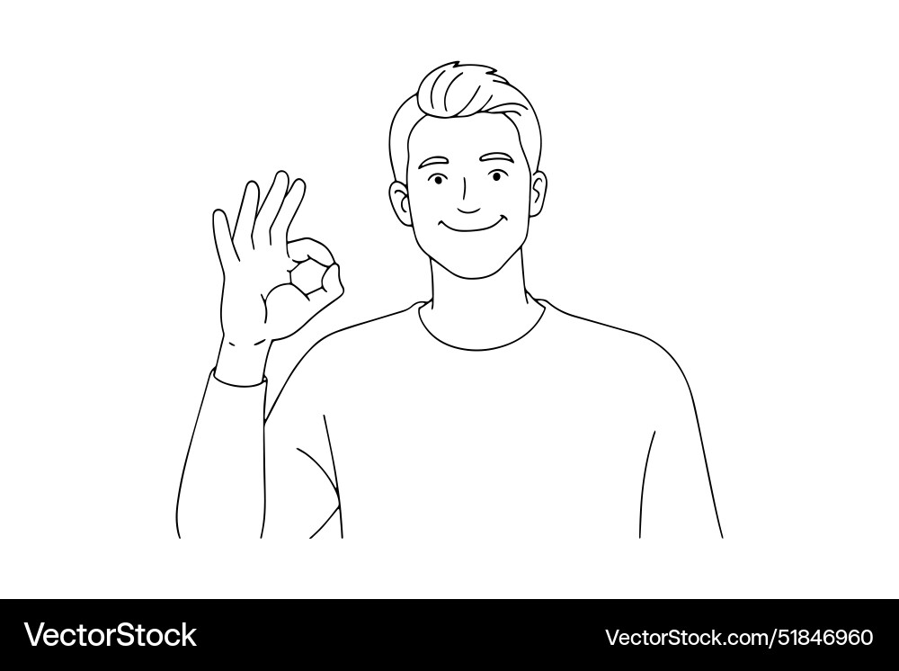 Man is showing a gesture okay continuous line art Man is showing a gesture okay continuous line art Vector Image