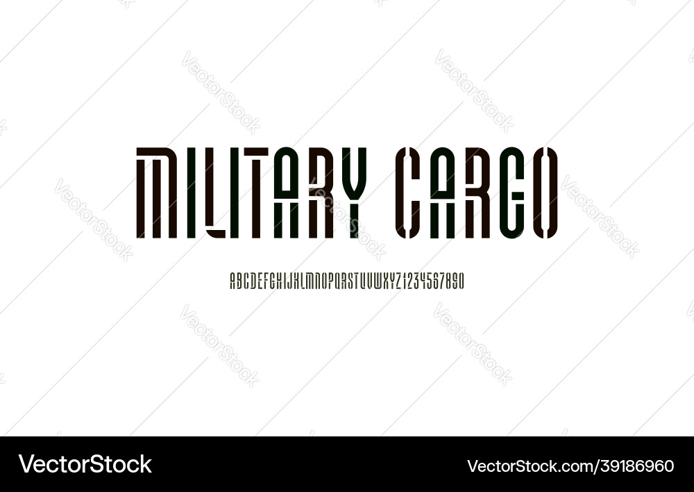 Modern Stencil Font - Bold Condensed Letter Set vector image