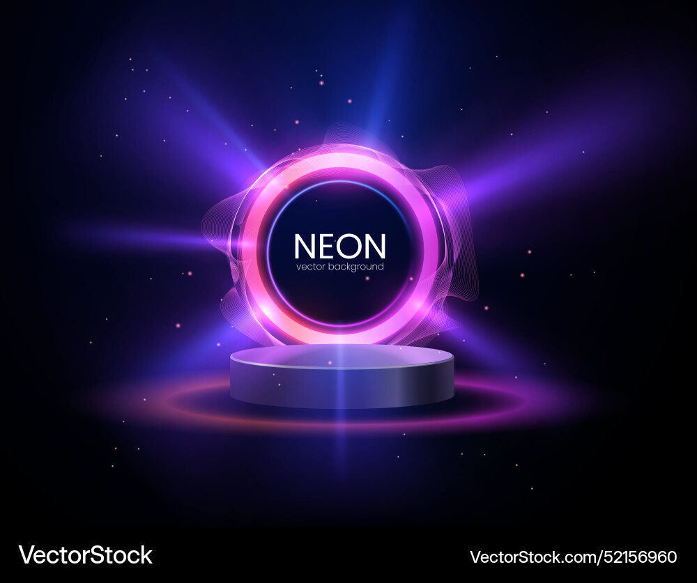 Neon glowing gradient circle frame with empty 3d Vector Image