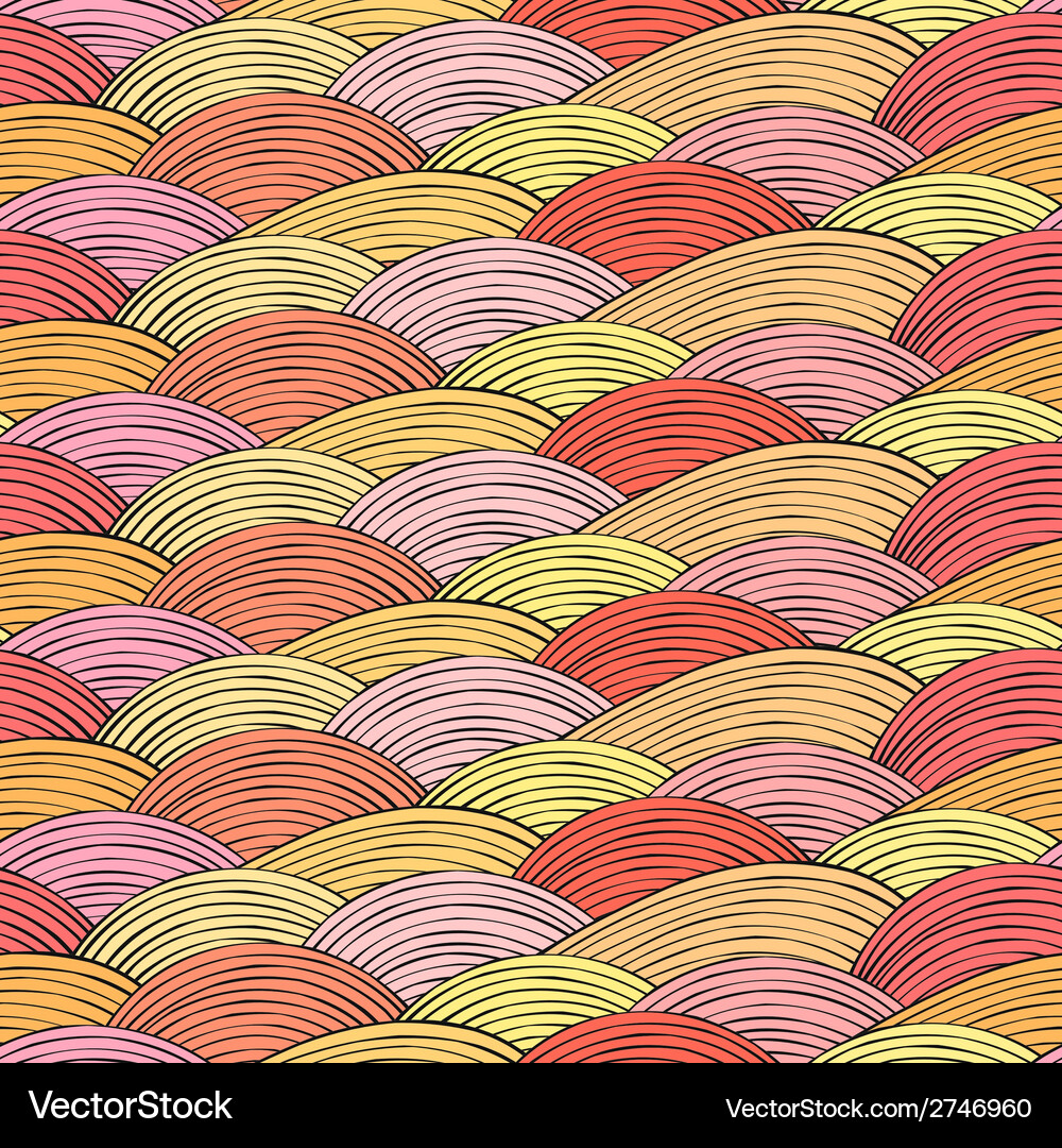 Seamless pattern with hand drawn abstract waves Vector Image