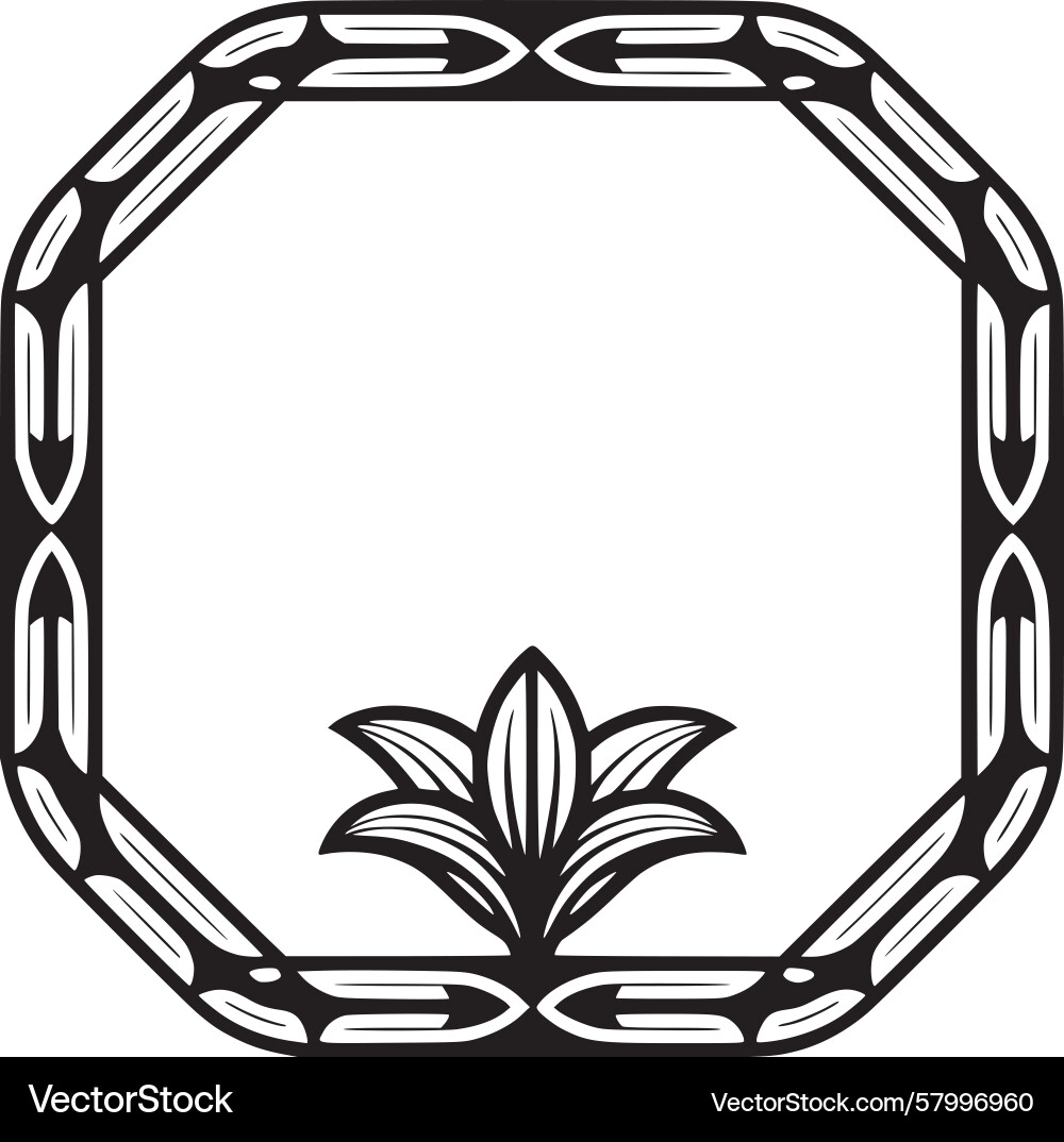 Symmetrical Lily Frame - Octagonal Pattern Vektorbild