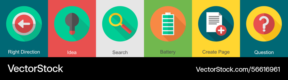 A set of 6 user interface icons as right Vector Image