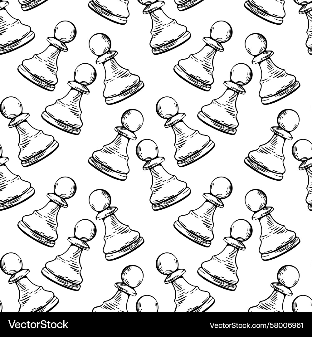 Chess sketch pattern with repeating pawn drawings Chess sketch pattern with repeating pawn drawings Vector Image