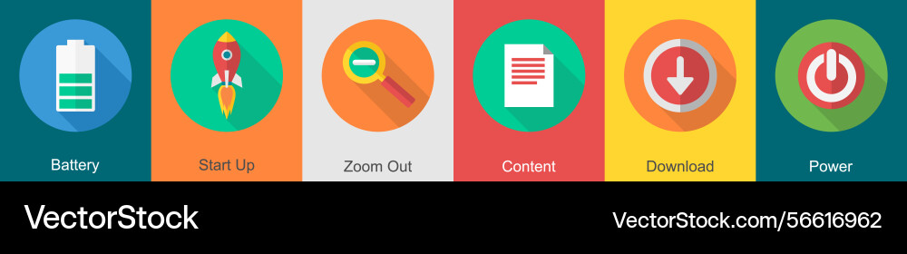 A set of 6 user interface icons as battery start vector image