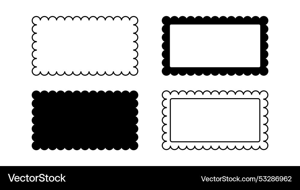 Border frame scallop edge rectangle shape Border frame scallop edge rectangle shape vector image