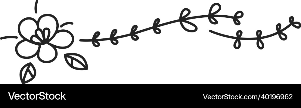 Cute doodle flower border elegant hand drawn Cute doodle flower border elegant hand drawn vector image