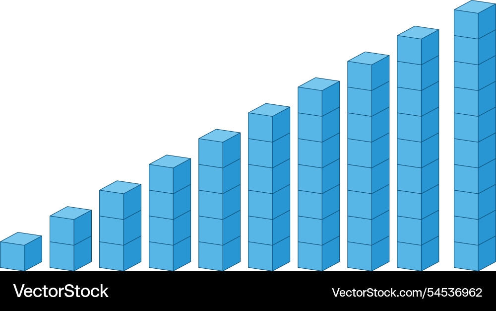 Increasing blue cube stacks in sequence vector image