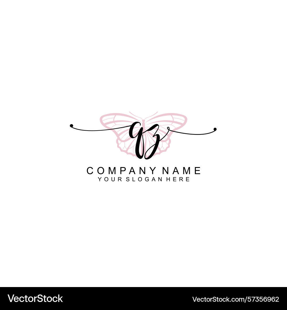 Minimalist handwritten qz initial logos with soft Vector Image