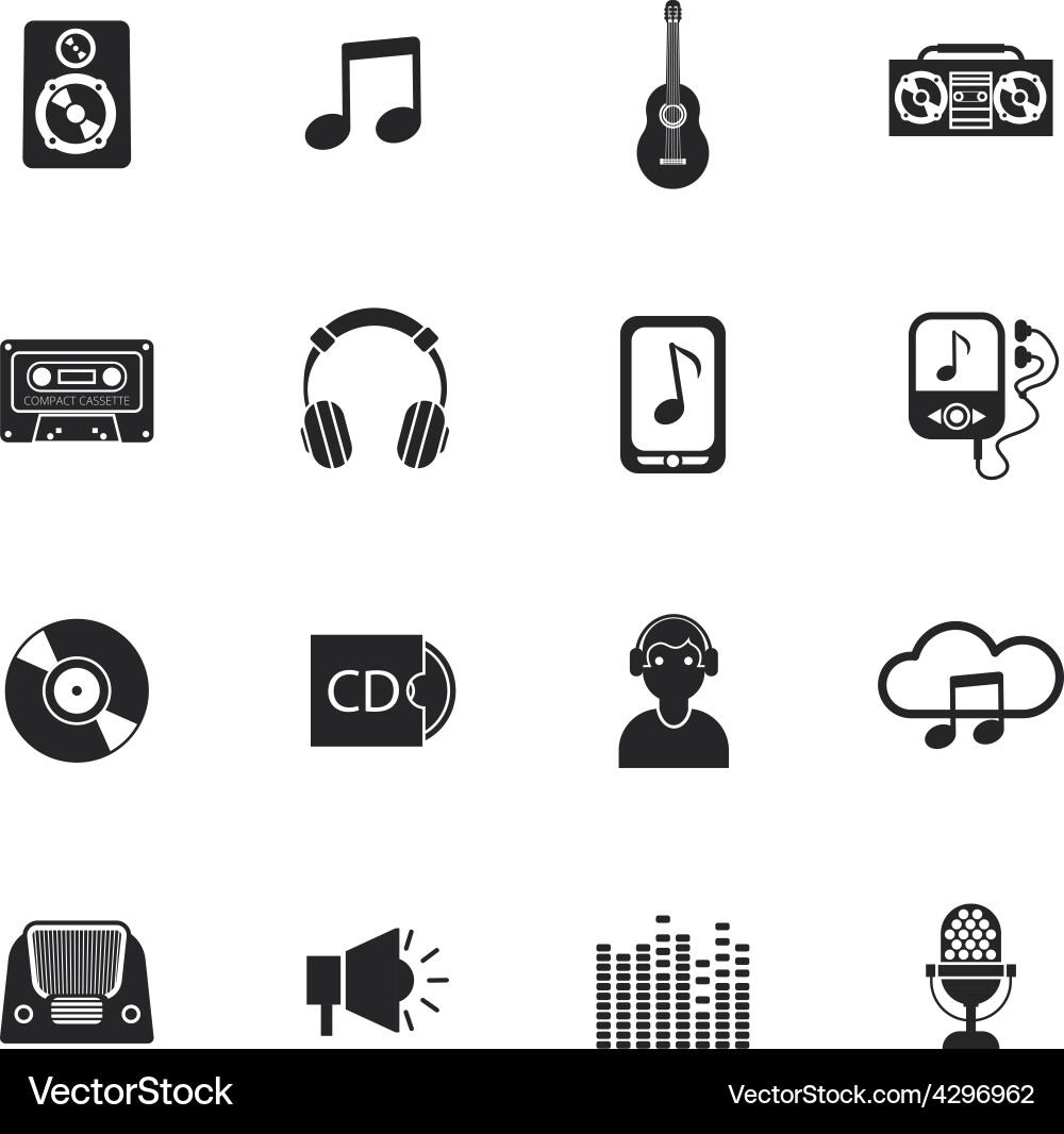 Music icons set mobile black Vector Image