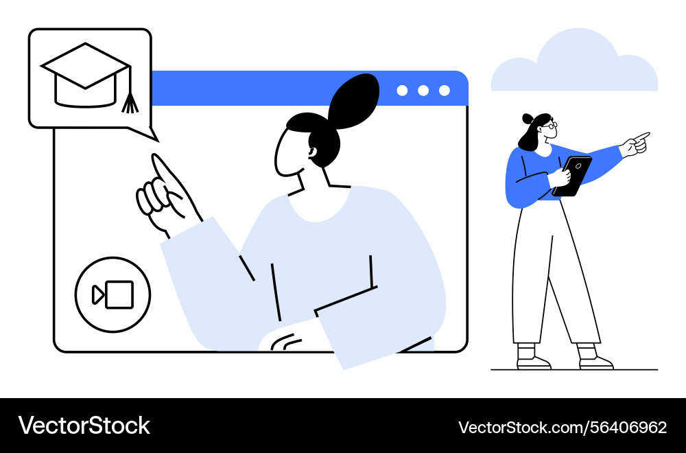 Online learning concept with virtual class Online learning concept with virtual class vector image