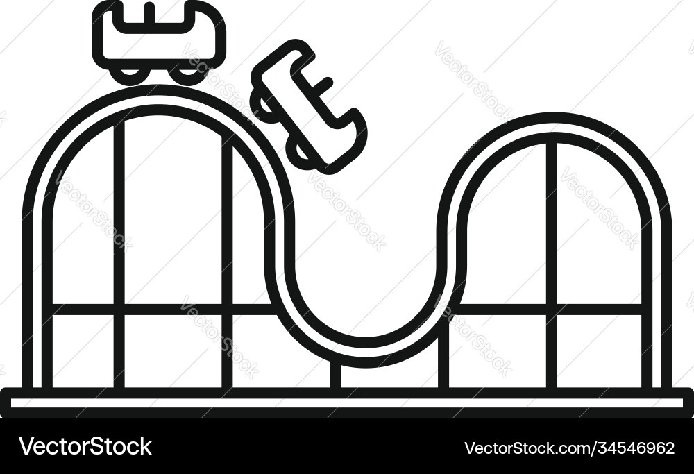 Roller coaster train icon outline style vector image