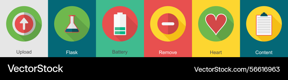 A set of 6 user interface icons as upload flask Vector Image