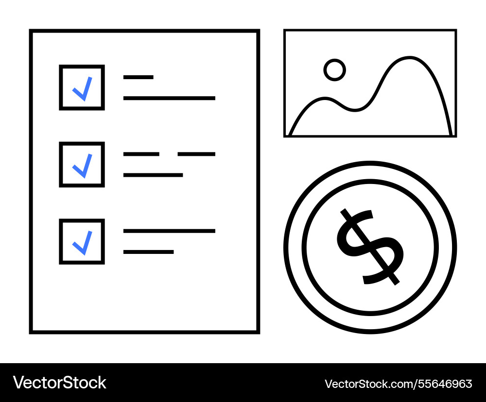 Checklist chart and dollar icon representing vector image