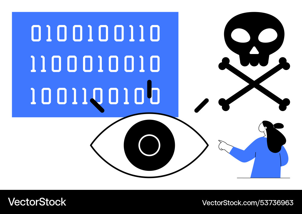 Cybersecurity threats depicted with binary code Cybersecurity threats depicted with binary code vector image
