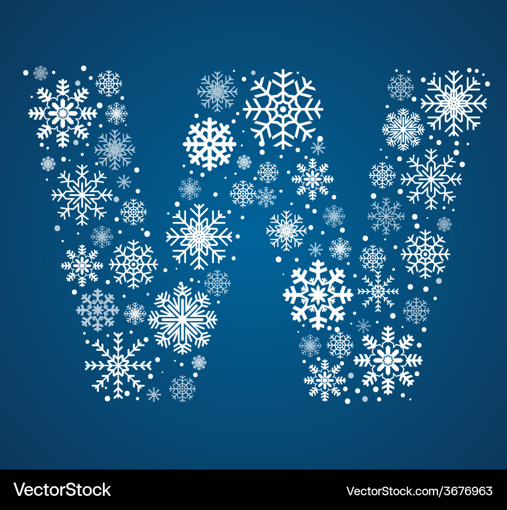 Frosty Snowflake W Font Vector Image