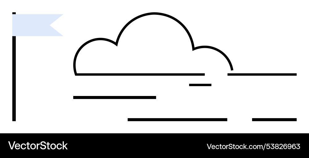 Minimalistic cloud with flag on a clear day Minimalistic cloud with flag on a clear day vector image