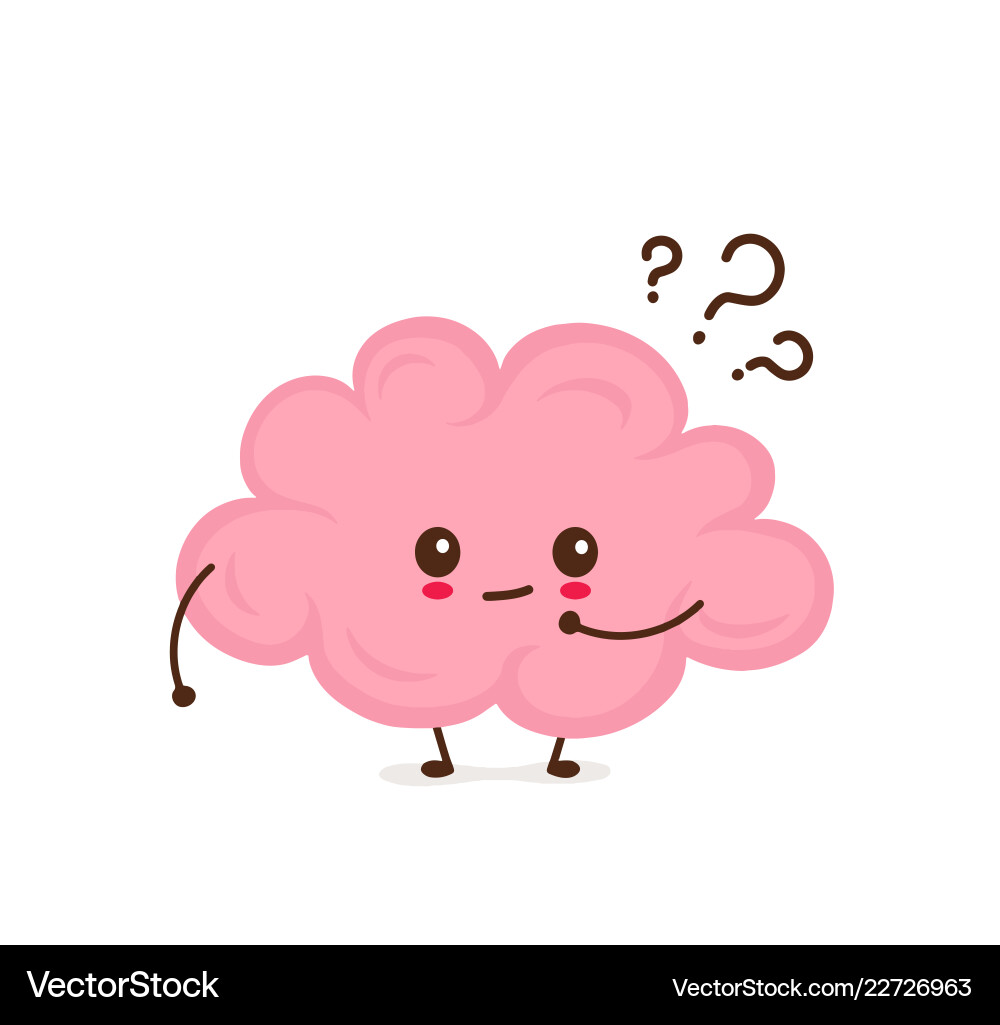 Smiling Brain with Question Marks vector image