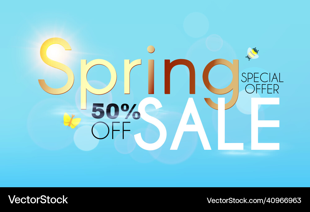 Spring sale poster template with bokeh effect Spring sale poster template with bokeh effect vector image