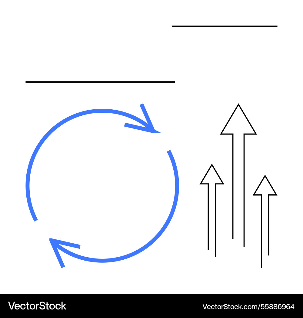 Circular arrows symbolizing process alongside Circular arrows symbolizing process alongside vector image