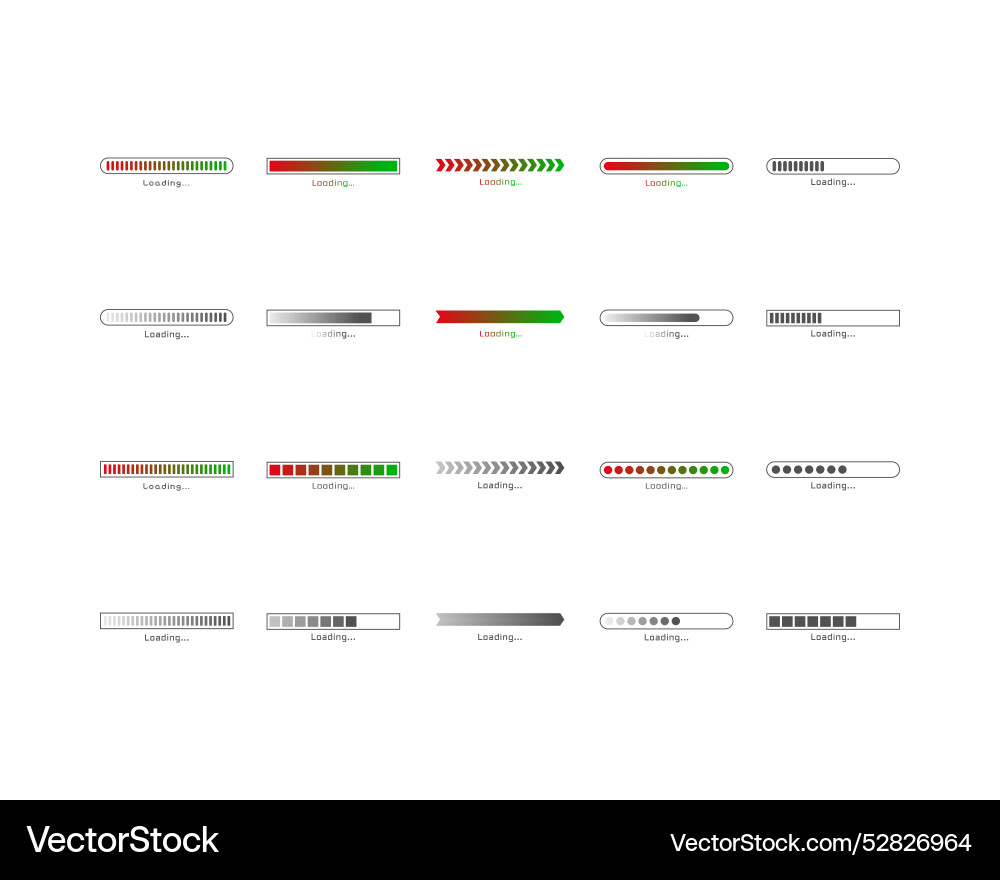 Collection loading bar status icon set of loaded Collection loading bar status icon set of loaded vector image