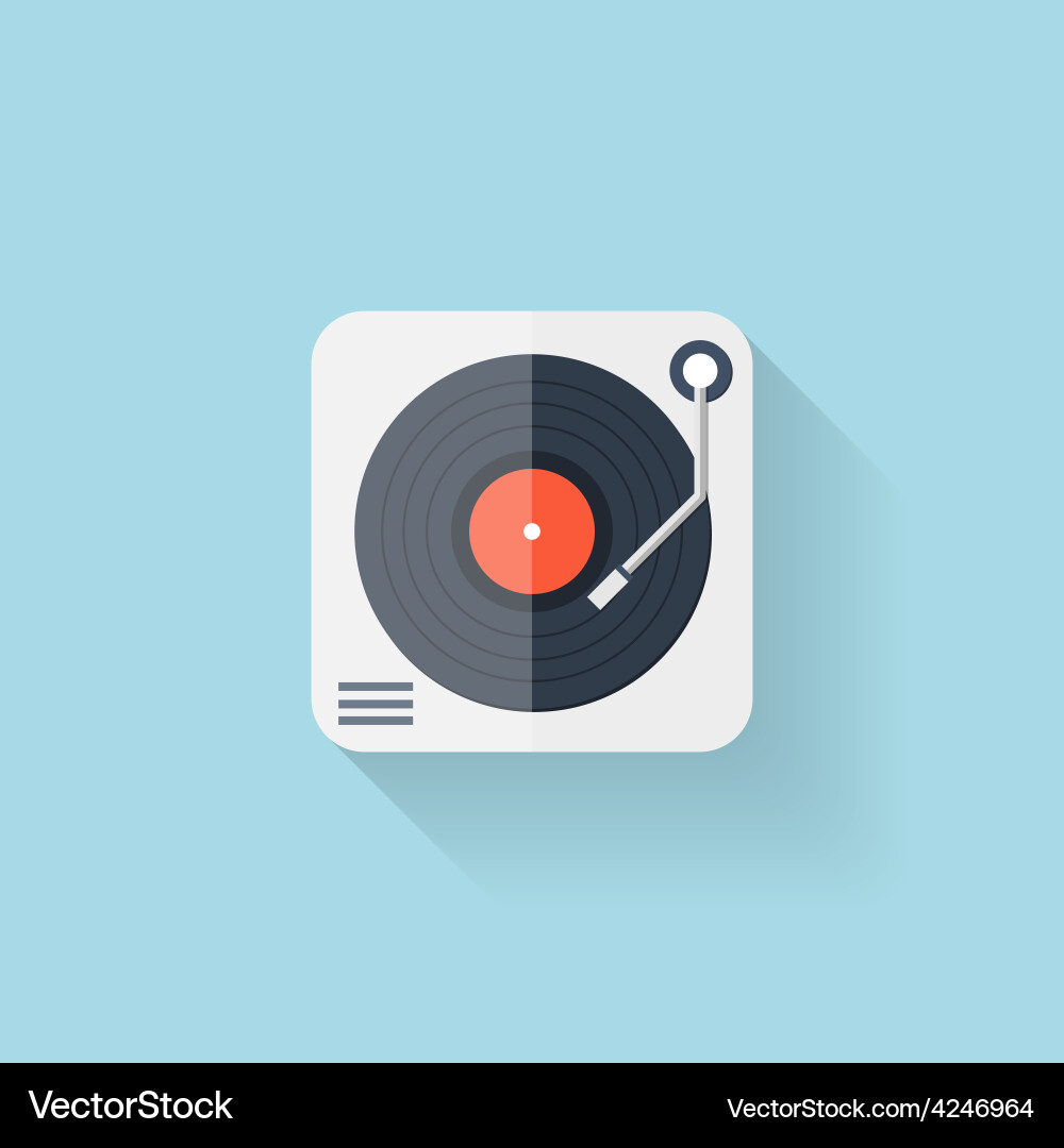 Flat web icon vinyl player Royalty Free Vector Image