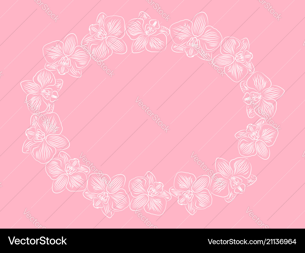 Frame with orchids on pink background Frame with orchids on pink background vector image