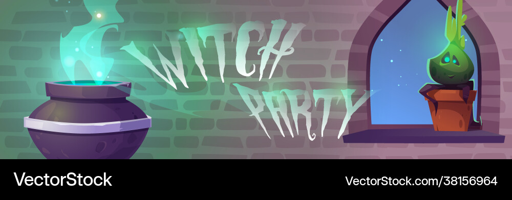 Hexenparty Plakat mit magischem Trank im Kessel Hexenparty Plakat mit magischem Trank im Kessel vektorbild